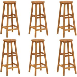 vidaXL 6x Solid Acacia Wood Bar Stools Kitchen Dining Chair Seating Furniture - Bar Stools Set of 6 vidaXL 6x Solid Acacia Wood Bar Stools Kitchen Dining Chair Seating Furniture - Bar Stools Set of 6