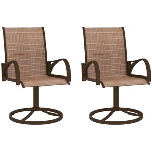 vidaXL Garden Swivel Chairs - Outdoor Steel & Textile - Brown vidaXL Garden Swivel Chairs - Outdoor Steel & Textile - Brown