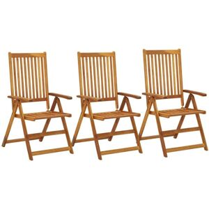 vidaXL 3pcs Solid Acacia Wood Garden Reclining Chairs Outdoor Seating vidaXL 3pcs Solid Acacia Wood Garden Reclining Chairs Outdoor Seating