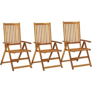 vidaXL 3 stk Solid Akasiahout Hagemøbler Reclining Stoler Utendørs vidaXL 3 stk Solid Akasiahout Hagemøbler Reclining Stoler Utendørs