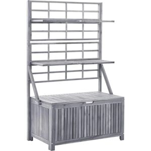 vidaXL Solid Acacia Wood Storage Box with Trellis Grey 99x55x160 cm Sunbed - Storage Box vidaXL Solid Acacia Wood Storage Box with Trellis Grey 99x55x160 cm Sunbed - Storage Box