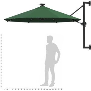 vidaXL Wall-mounted Parasol with LEDs and Metal Pole Green - Sunshade vidaXL Wall-mounted Parasol with LEDs and Metal Pole Green - Sunshade