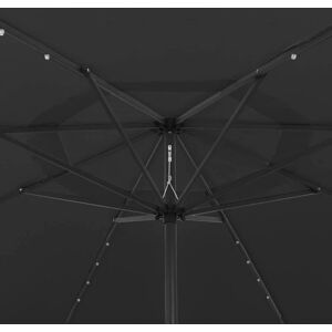 vidaXL Outdoor Parasol with LED Lights and Metal Pole 400 cm Black Sunshade - Outdoor Parasol vidaXL Outdoor Parasol with LED Lights and Metal Pole 400 cm Black Sunshade - Outdoor Parasol