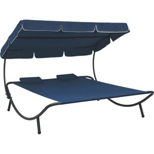 VidaXL Buitenbed - Blauw - Tuinligstoel VidaXL Buitenbed - Blauw - Tuinligstoel