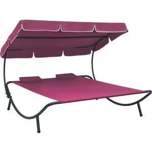 vidaXL Doppel-Lounge-Bett - Rosa, 2 Kissen, Dach - Gartentisch vidaXL Doppel-Lounge-Bett - Rosa, 2 Kissen, Dach - Gartentisch