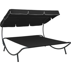 vidaXL Sunbed With Canopy - black (313525) vidaXL Sunbed With Canopy - black (313525)