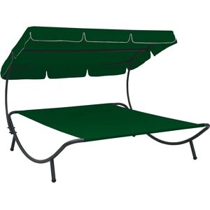 vidaXL Sunbed With Markise - green (313526) vidaXL Sunbed With Markise - green (313526)