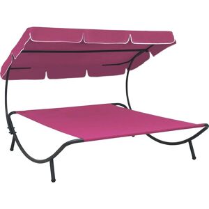 vidaXL Sunbed With Markise - pink (313528) vidaXL Sunbed With Markise - pink (313528)