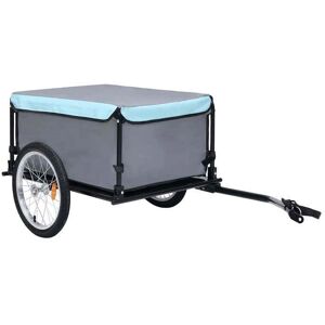 vidaXL Bike Trailer - Steel, Water-Resistant Cover - Black & Blue - Bike Trailer vidaXL Bike Trailer - Steel, Water-Resistant Cover - Black & Blue - Bike Trailer