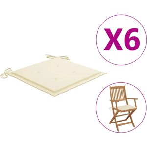vidaXL Gartenstuhlpolster Set 6 Creme 40x40x3 cm Oxford Stoff vidaXL Gartenstuhlpolster Set 6 Creme 40x40x3 cm Oxford Stoff