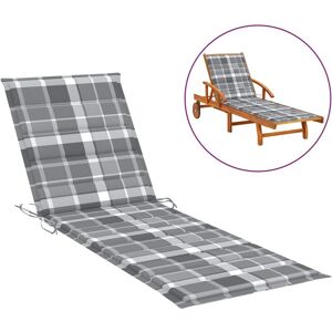 vidaXL Sun Lounger Cushion Grey Check Pattern - Sun Lounger Cushion vidaXL Sun Lounger Cushion Grey Check Pattern - Sun Lounger Cushion