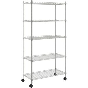 vidaXL 5-Tier Storage Shelf with Wheels Chrome 250 kg Workshop Shelving - Storage Shelf vidaXL 5-Tier Storage Shelf with Wheels Chrome 250 kg Workshop Shelving - Storage Shelf