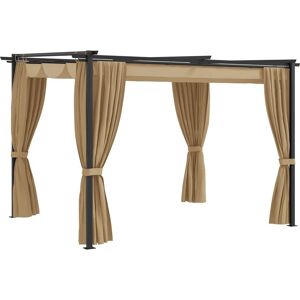 vidaXL Gazebo with Curtains Taupe Steel Garden Marquee Canopy Shelter Tent - Gazebo vidaXL Gazebo with Curtains Taupe Steel Garden Marquee Canopy Shelter Tent - Gazebo