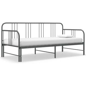 vidaXL Structure de canapé-lit escamotable en métal gris 90x200cm - Cadre de lit vidaXL Structure de canapé-lit escamotable en métal gris 90x200cm - Cadre de lit