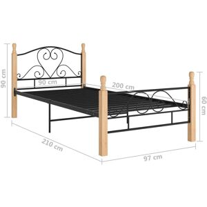 vidaXL Bed Frame Black Metal 90x200 cm - Bed Type vidaXL Bed Frame Black Metal 90x200 cm - Bed Type