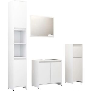 vidaXL White Bathroom Furniture Set - 4 Pieces, Engineered Wood vidaXL White Bathroom Furniture Set - 4 Pieces, Engineered Wood