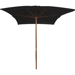 VidaXL Outdoor Parasol Wooden Pole Black 200x300 cm - Outdoor Parasol VidaXL Outdoor Parasol Wooden Pole Black 200x300 cm - Outdoor Parasol