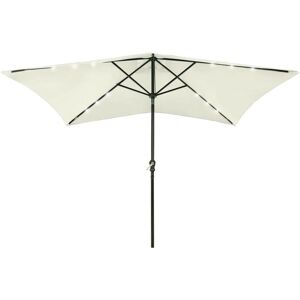 vidaXL Parasol with LEDs and Steel Pole Sand - Outdoor Umbrella Sunshade vidaXL Parasol with LEDs and Steel Pole Sand - Outdoor Umbrella Sunshade