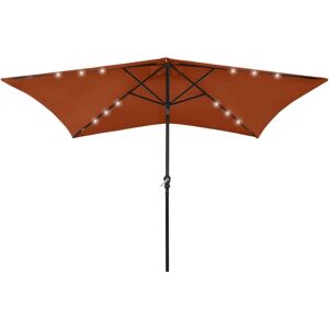 vidaXL Parasol with LEDs and Steel Pole Terracotta - Outdoor Umbrella vidaXL Parasol with LEDs and Steel Pole Terracotta - Outdoor Umbrella