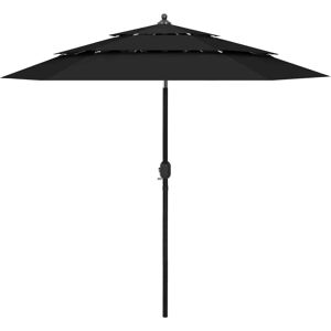 vidaXL 3-Tier Parasol with Aluminium Pole Black Outdoor Patio Sunshade Cover vidaXL 3-Tier Parasol with Aluminium Pole Black Outdoor Patio Sunshade Cover