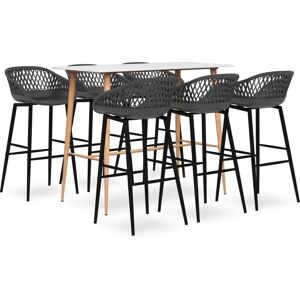 vidaXL White and Grey 7-Piece Bar Set - Kitchen Dining vidaXL White and Grey 7-Piece Bar Set - Kitchen Dining