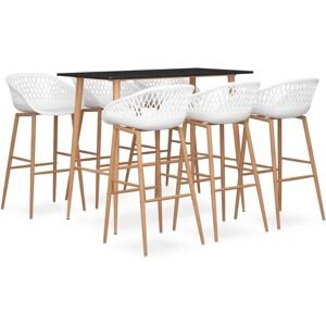 vidaXL Black and White 7-Piece Bar Set - Modern Kitchen Dining Furniture vidaXL Black and White 7-Piece Bar Set - Modern Kitchen Dining Furniture