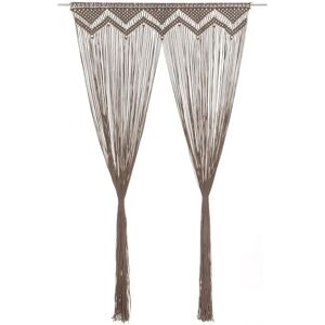 vidaXL Macrame Curtain Taupe 140x240 cm Cotton Shade Drape - Curtain vidaXL Macrame Curtain Taupe 140x240 cm Cotton Shade Drape - Curtain