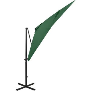 vidaXL Cantilever Umbrella with Pole and LED Lights Green 250 cm - Umbrella vidaXL Cantilever Umbrella with Pole and LED Lights Green 250 cm - Umbrella