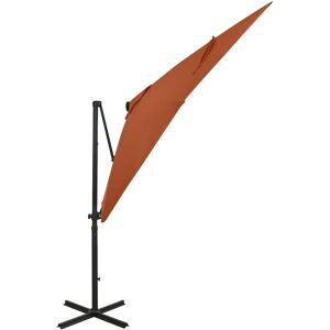 Parasol cantilever avec poteau et lumières LED terracotta - Ombrelle de jardin - Publicité Parasol cantilever avec poteau et lumières LED terracotta - Ombrelle de jardin - Publicité
