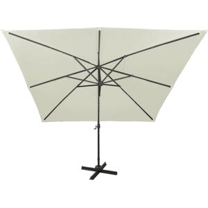 vidaXL Cantilever Umbrella with Pole and LED Lights Sand - Garden Parasol 300cm vidaXL Cantilever Umbrella with Pole and LED Lights Sand - Garden Parasol 300cm
