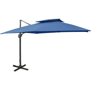 vidaXL Cantilever Garden Parasol with Double Top 300x300 cm Azure Blue Sunshade - Garden Umbrella vidaXL Cantilever Garden Parasol with Double Top 300x300 cm Azure Blue Sunshade - Garden Umbrella