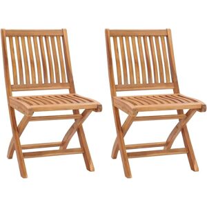 VidaXL Folding Garden Chairs - Teak Wood, Set of 2 VidaXL Folding Garden Chairs - Teak Wood, Set of 2