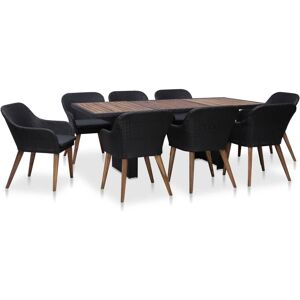 vidaXL Garten-Esstisch-Set mit Stühlen - Schwarz Poly Rattan vidaXL Garten-Esstisch-Set mit Stühlen - Schwarz Poly Rattan