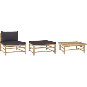 vidaXL Garten-Lounge-Set aus Bambus mit Kissen vidaXL Garten-Lounge-Set aus Bambus mit Kissen