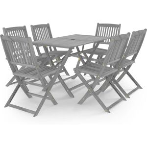 vidaXL Garden Dining Set Acacia Wood 7 Piece Grey vidaXL Garden Dining Set Acacia Wood 7 Piece Grey