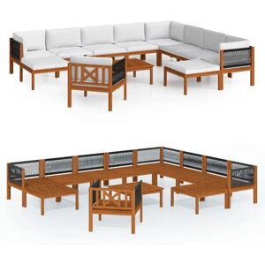 Set di Arredi da Esterno vidaXL - Acacia, Cuscini Crema - Mobili da Esterno Set di Arredi da Esterno vidaXL - Acacia, Cuscini Crema - Mobili da Esterno