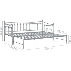 vidaXL Pull-out Sofa Bed Frame Grey Metal - Bed Frame vidaXL Pull-out Sofa Bed Frame Grey Metal - Bed Frame
