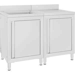 vidaXL Stainless Steel Kitchen Sink Cabinet 120x60x96 cm - Durable, Commercial Grade vidaXL Stainless Steel Kitchen Sink Cabinet 120x60x96 cm - Durable, Commercial Grade
