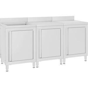 vidaXL Stainless Steel Kitchen Sink Cabinet 180x60x96 cm - Commercial Grade vidaXL Stainless Steel Kitchen Sink Cabinet 180x60x96 cm - Commercial Grade