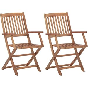 vidaXL 2x Solid Acacia Wood Folding Outdoor Chairs Wooden Garden Dining Seat vidaXL 2x Solid Acacia Wood Folding Outdoor Chairs Wooden Garden Dining Seat