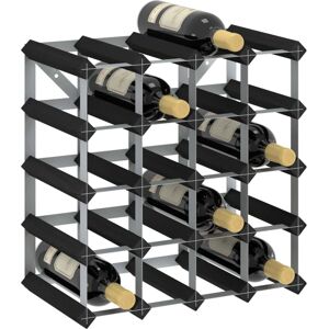 vidaXL Wine Rack - 20 Bottles Black Solid Pine Wood vidaXL Wine Rack - 20 Bottles Black Solid Pine Wood
