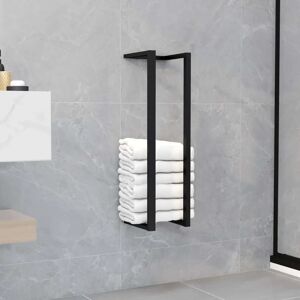 vidaXL Black Iron Wall Mounted Towel Rack - Bathroom Storage Rack vidaXL Black Iron Wall Mounted Towel Rack - Bathroom Storage Rack