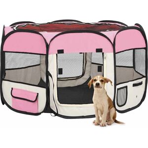 vidaXL Dog Playpen Pink 110x110x58 cm - Foldable, Portable Cage vidaXL Dog Playpen Pink 110x110x58 cm - Foldable, Portable Cage