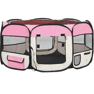 vidaXL Foldable Dog Playpen with Carrying Bag Pink - Dog Playpen vidaXL Foldable Dog Playpen with Carrying Bag Pink - Dog Playpen