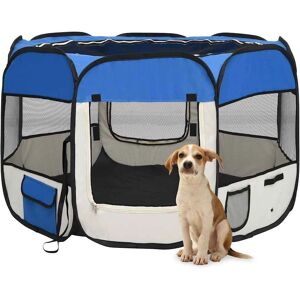 vidaXL Foldable Dog Playpen with Carrying Bag Blue - Pet Run Cage vidaXL Foldable Dog Playpen with Carrying Bag Blue - Pet Run Cage