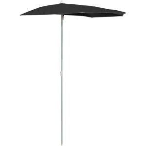 vidaXL Garden Half Parasol with Pole - 180x90 cm, Black vidaXL Garden Half Parasol with Pole - 180x90 cm, Black