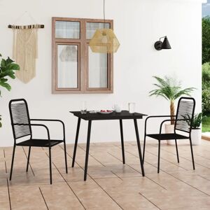 vidaXL Garden Dining Set 3 Piece Cotton Rope Steel Black - Garden Furniture vidaXL Garden Dining Set 3 Piece Cotton Rope Steel Black - Garden Furniture