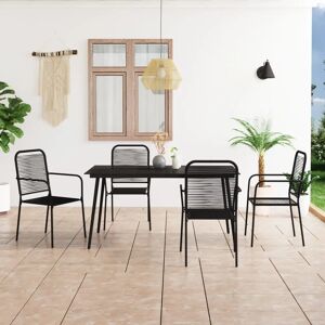 vidaXL Garden Dining Set 5 Piece Cotton Rope and Steel Black - Garden Dining Set vidaXL Garden Dining Set 5 Piece Cotton Rope and Steel Black - Garden Dining Set