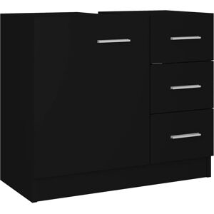 vidaXL Black Bathroom Sink Cabinet - Engineered Wood Storage Rack vidaXL Black Bathroom Sink Cabinet - Engineered Wood Storage Rack