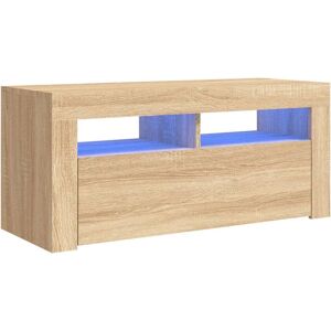 vidaXL 804322 TV-Sekretär mit LED-Lichtern Sonoma Eiche - TV-Möbel vidaXL 804322 TV-Sekretär mit LED-Lichtern Sonoma Eiche - TV-Möbel